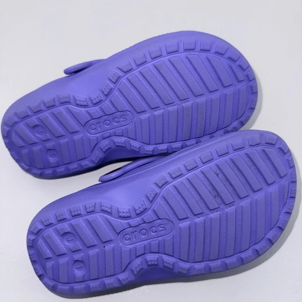 Crocs Classic Lined Clogs Kids J1 Purple Fleece Winter Slip On Comfort Shoes